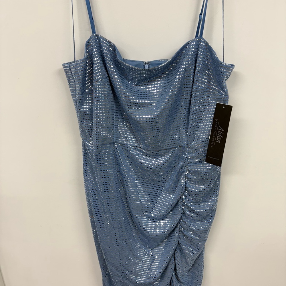 Adrianna Papell Blue Ruched Mini Dress